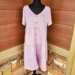NWT Lilac Purple Women's V-Neck Ruffle Buttondown Dress XL